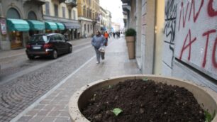 Vandalismi in centro a MonzaRovesciate di notte venti fioriere