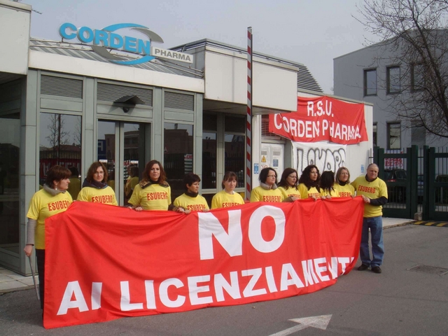 Corden Pharma, 150 esuberiI lavoratori non ci stanno