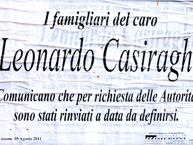 Manca una firma, salta il funeraleLissone, niente pace per Casiraghi