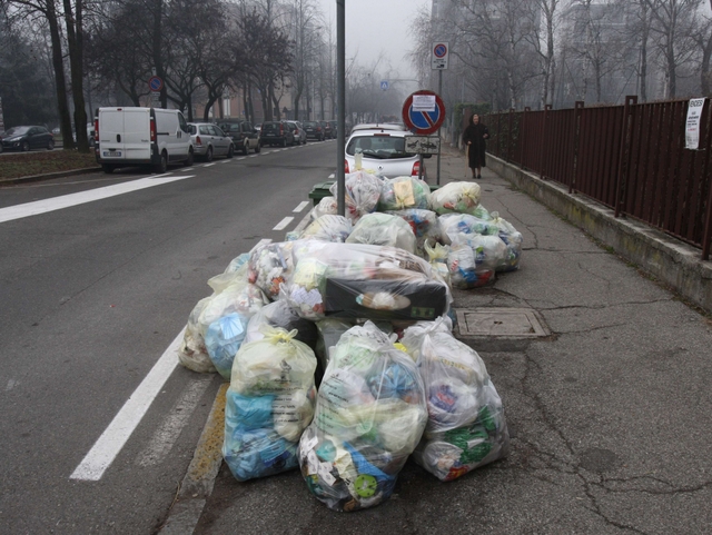 Monza: sciopero netturbiniRifiuti (pochi) lungo le strade