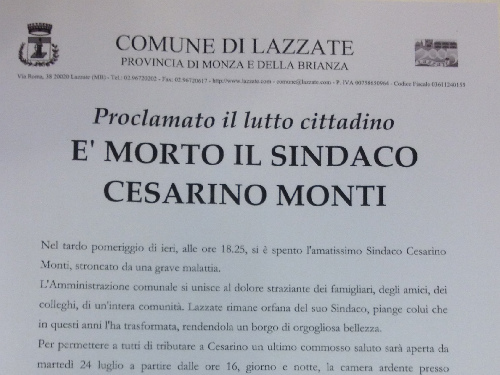 Salma di Monti in arrivo a LazzateCamera ardente allestita in piazza