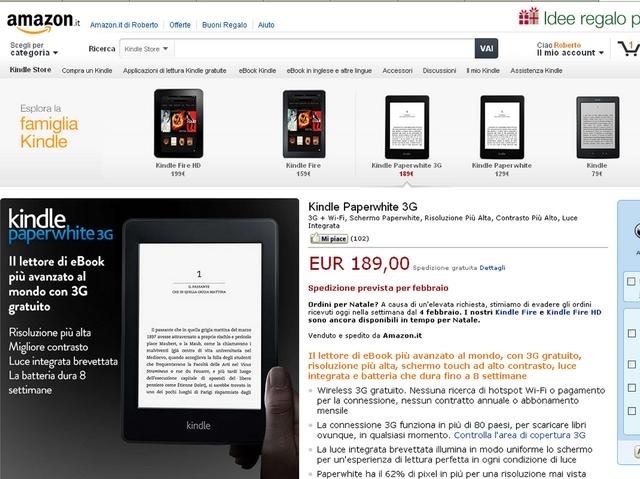 Kindle: ordini oggima arriva a febbraio