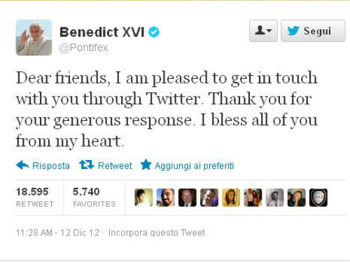 Benedetto XVI e i social network«Dialogo, dibattito e amicizie»