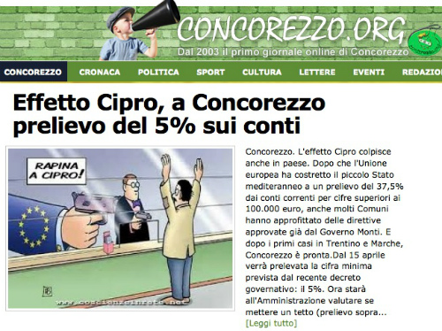 Effetto Cipro e prelievo sui contiBurla d’aprile di Concorezzo.org