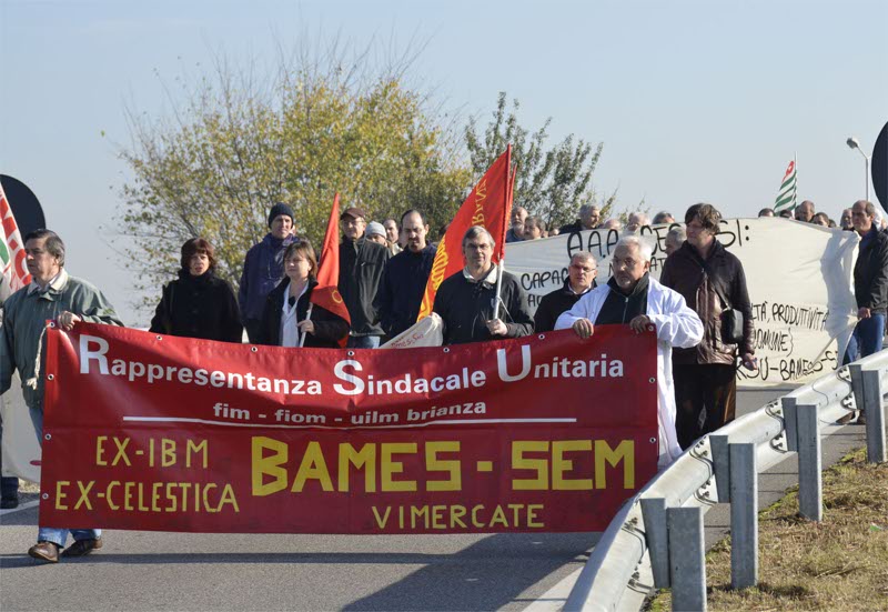 Una protesta dei lavoratori Bames -Sem