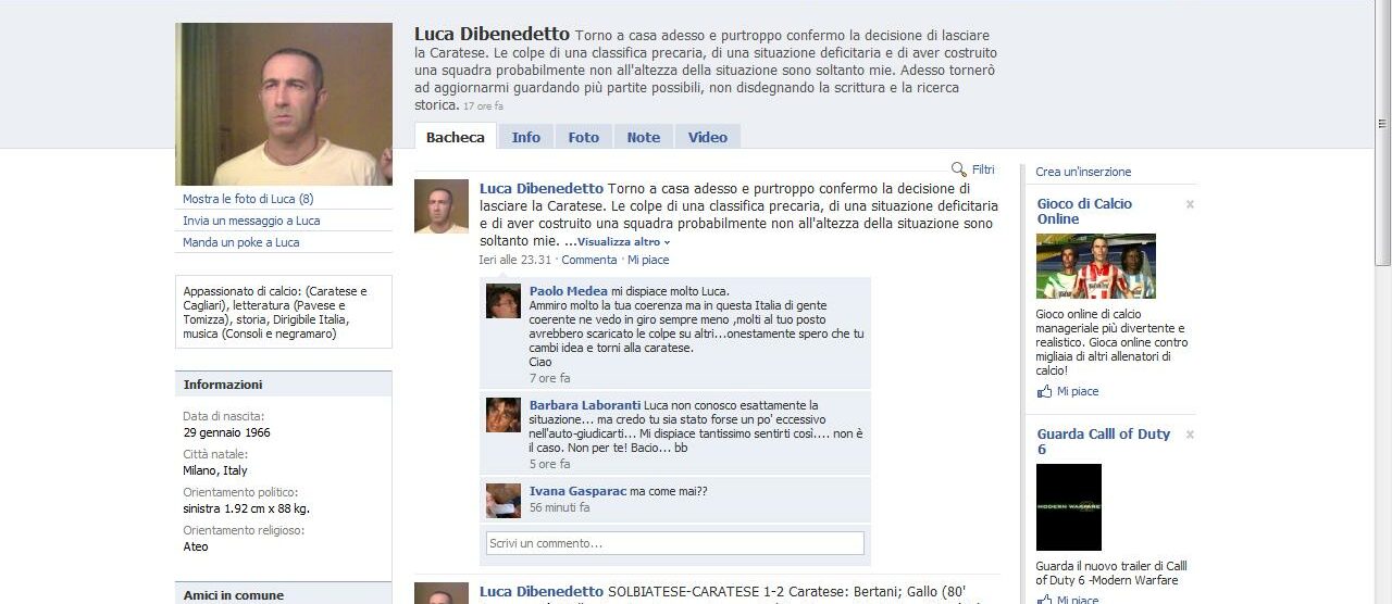 Caratese, Dibenedetto dà l’addio dalle pagine di Facebook