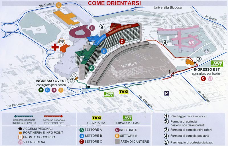 Ospedale San Gerardo di Monza : la mappa per orientarsi