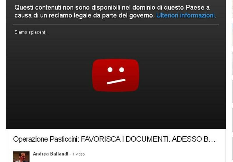 La pagina Youtube dove era stato caricato il video dell’Operazione Pasticcini