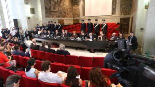 ’Ndrangheta, la conferenza stampa dell’operazione Infinito in tribunale a Milano