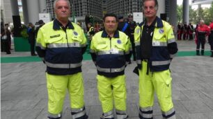 I volontari della protezione civile di Macherio-Sovico: Alberti, Zaniboni e Frison