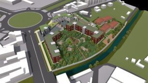 Un particolare della simulazione del progetto di Piazzale Virgilio