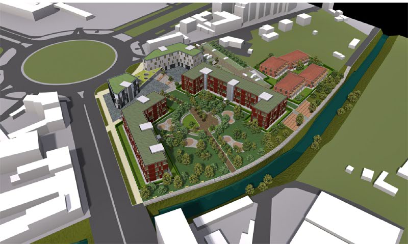 Un particolare della simulazione del progetto di Piazzale Virgilio