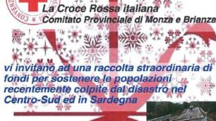 Monza, il volantino per la raccolta fondi pro Sardegna a nome della Croce rossa