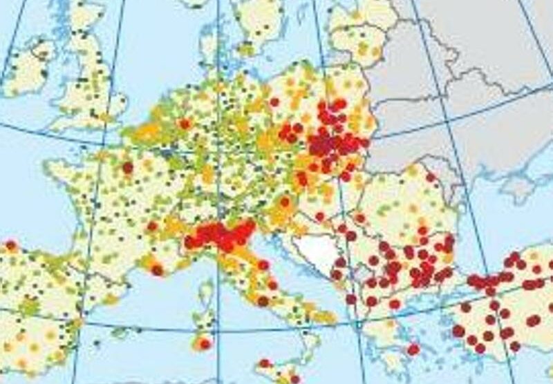 Monza, la macchia rossa sulla pianura Padana nel rapporto sull’inquinamento dell'Agenzia europea dell'ambiente: la  mappa del pm10