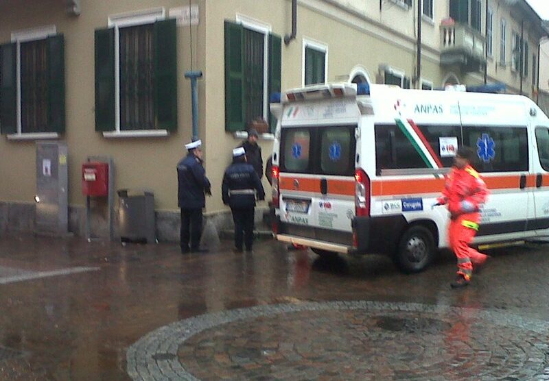 L’incidente in via Vittorio Emanuele a Vimercate.