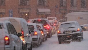 Monza,  traffico difficoltoso per la neve (foto di repertorio)