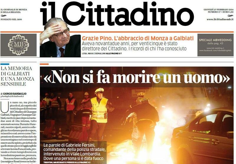 La prima pagina del Cittadino di Monza in edicola giovedì 27 febbraio 2014