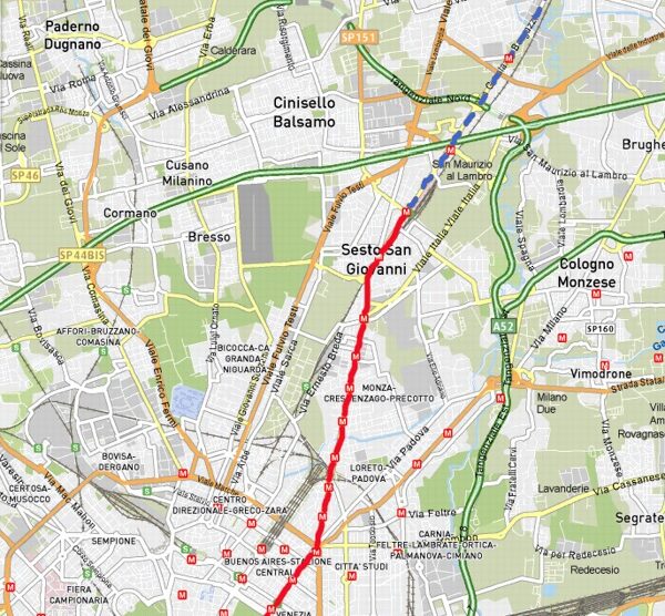 Il progetto della metropolitana M1 fino a Monza Bettola