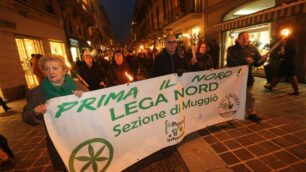 Il corteo della Lega nord a Monza