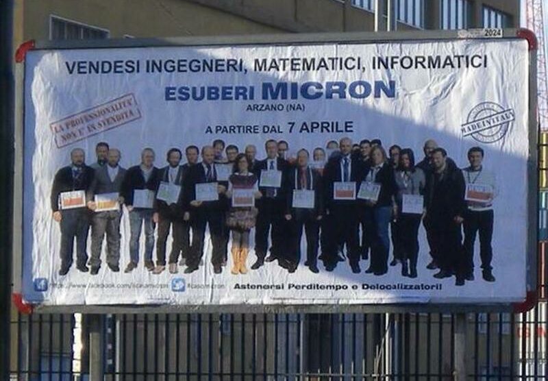 Il manifesti dei dipendenti Micron in vendita