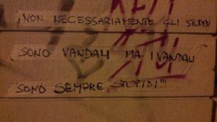 Monza, raid notturno antiwriter a Monza: una scritta coperta col nastro adesivo