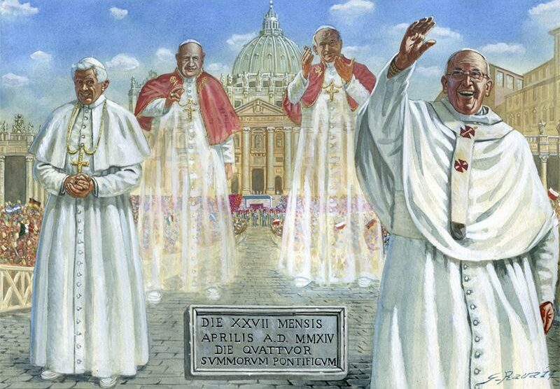 Nella foto distribuita dall’ufficio stampa, il quadro “Il giorno dei quattro papi”