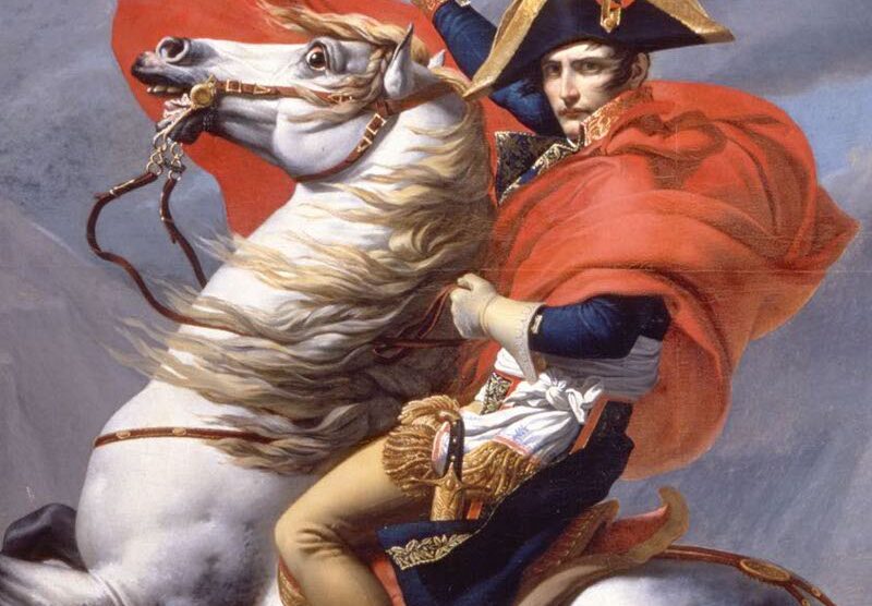 Napoleone Bonaparte nel quadro di  Jacques Louis David, «Il Primo Console Bonaparte valica le Alpi»