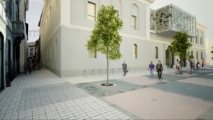 Piazza San Paolo con la ex caserma San Paolo recuperata secondo il progetto vincitore: la nuova biblioteca di Monza