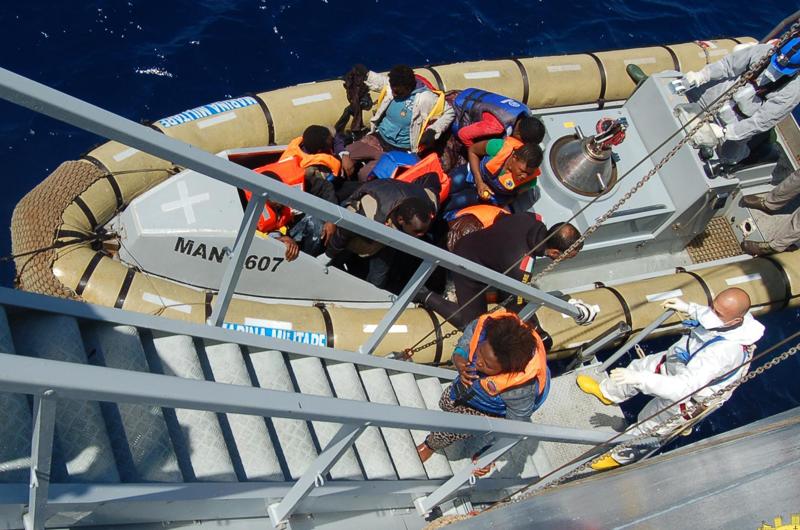 Migranti soccorsi nel Mediterraneo.