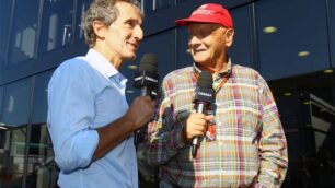 Monza - Alain Prost e Niki Lauda in versione commentatori (foto Elle Emme)