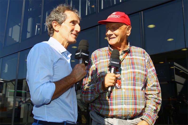 Monza - Alain Prost e Niki Lauda in versione commentatori (foto Elle Emme)