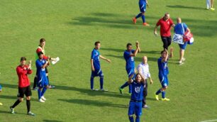 L'esultanza finale della squadra di David Sassarini