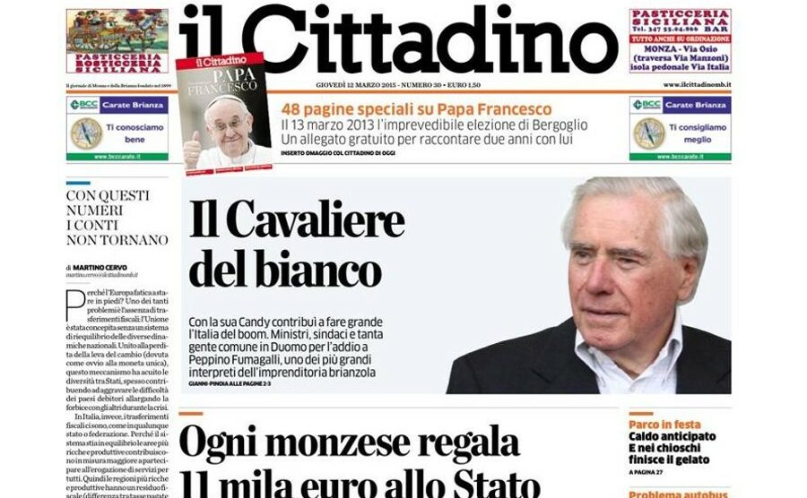 Il Cittadino del 12 marzo calcola il residuo fiscale: quanto ogni monzese lascia allo Stato