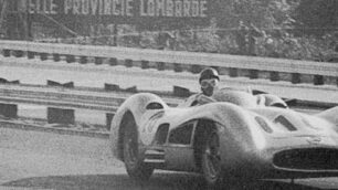 Manuel Fangio in pista a Monza