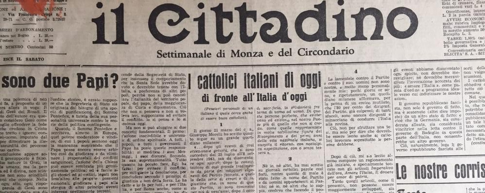 La prima pagina del Cittadino di Monza e Brianza che determinò la chiusura del bisettimanale nel 1944
