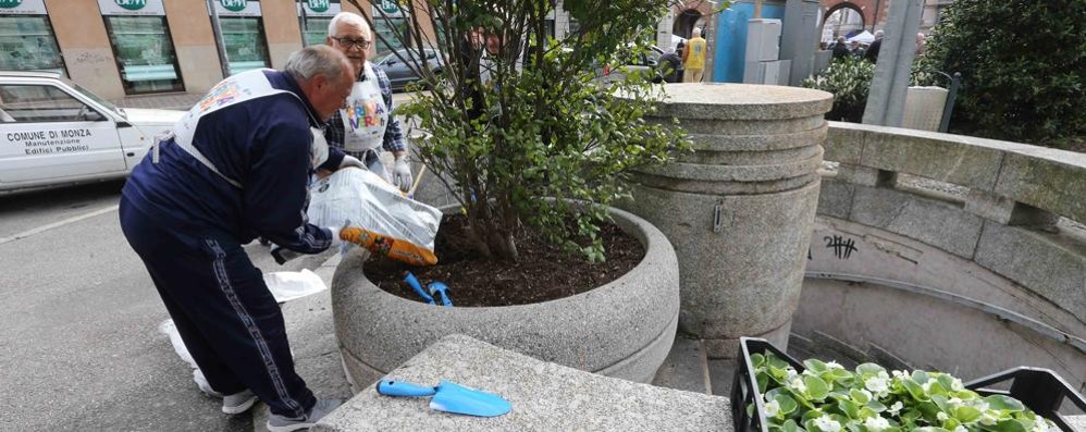 Monza, Pulizie di primavera in piazza Carducci