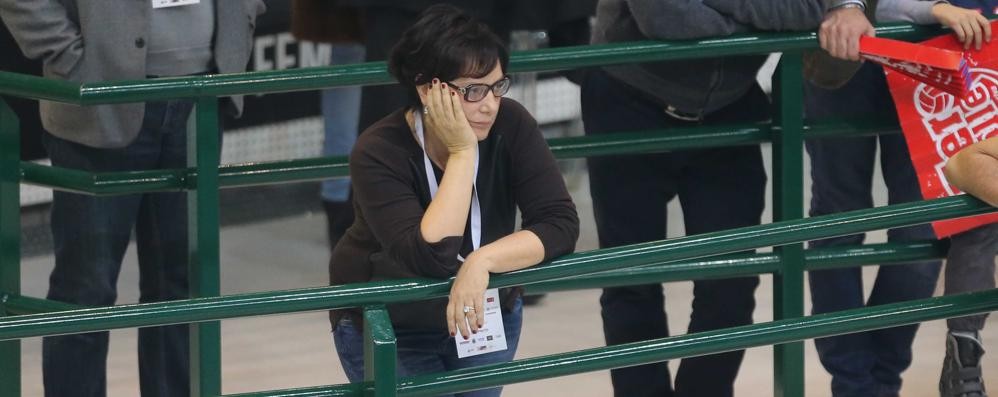 Alessandra Marzari, presidente del Vero Volley, qui in tribuna durante la partita interna con Milano