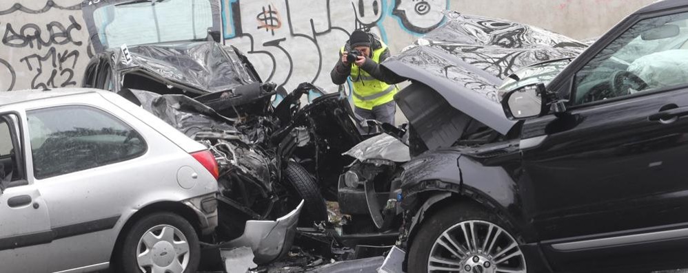 L’ncidente stradale in viale Brianza a Monza dove ha perso la vita Elio Bonavita di Villasanta