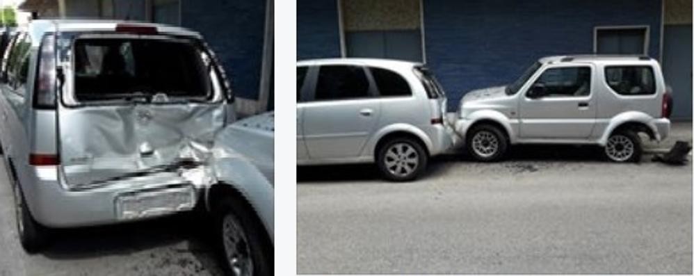 Due foto delle auto danneggiate pubblicate sul gruppo Facebook “Sei di Monza se...”