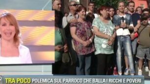 Il collegamento di Barbara D’Urso con Limbiate per l’addio di don Bruno Maggioni al Villaggio Giovi