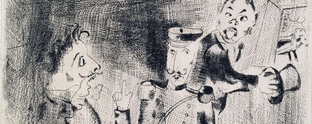 Marc Chagall, Apparizione del poliziotto, da Le anime morte, mm 288 x 221