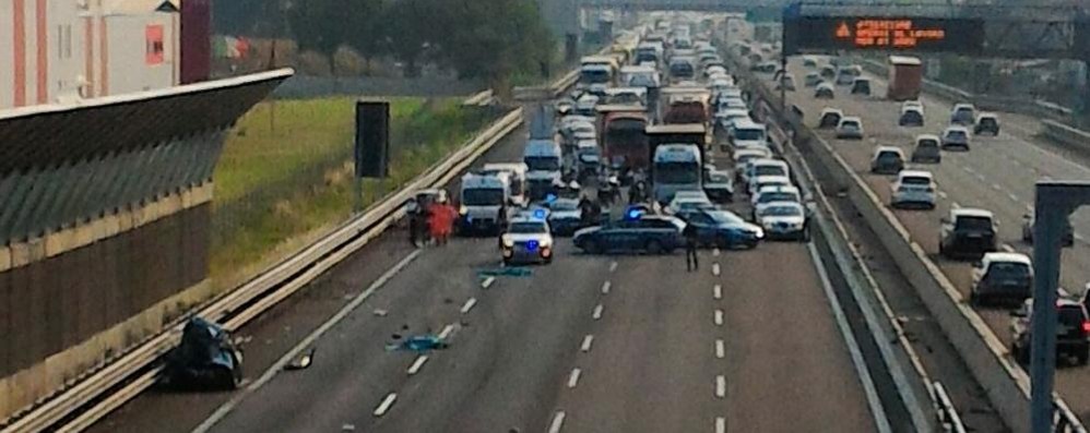 L’incidente sulla A4 all’altezza di Trezzo