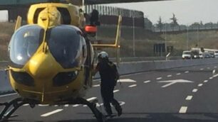 L’elisoccorso atterrato sul tracciato della Teem