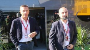 Andrea Dell’Orto e Ivan Capelli poco dopo l’incontro con Bernie Ecclestone dopo il Gp di Monza a settembre 2014