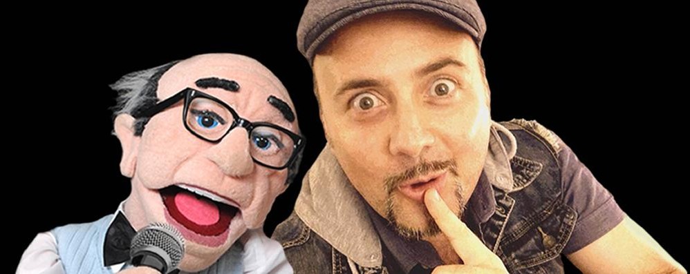 Andrea Fratellini comico ventriloquo, con il suo pupazzo Zio Tore