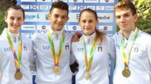 Eyof 2015: da sinistra Arianna Galliani di Villasanta, bronzo nel Judo (foto facebook/Coni)