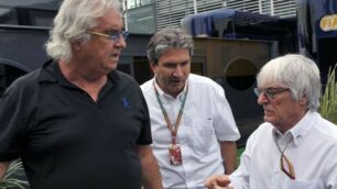 Flavio Briatore e Bernie Ecclestone nel paddock di Monza