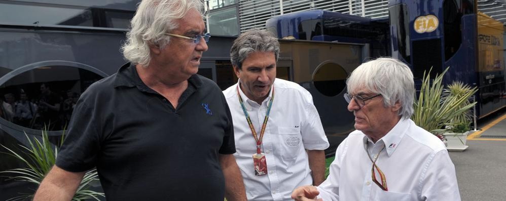 Flavio Briatore e Bernie Ecclestone nel paddock di Monza