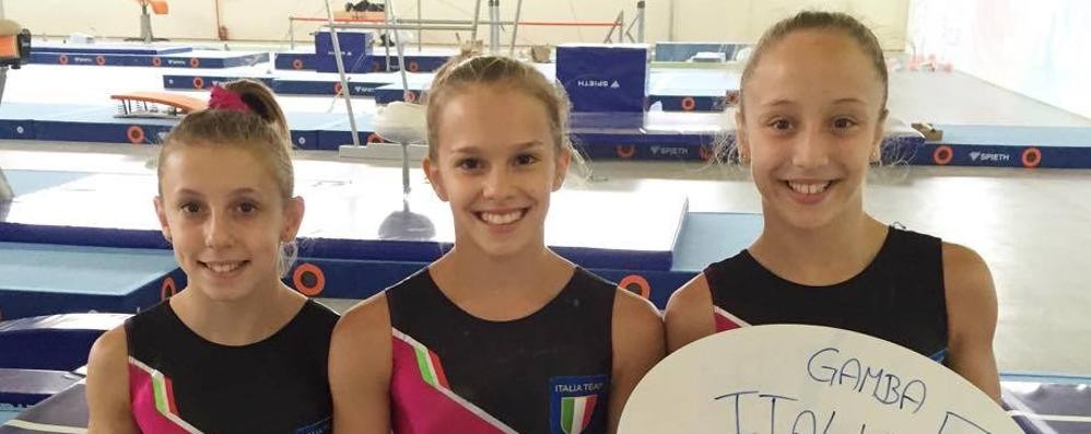 Eyof 2015: Martina Maggio di Villasanta con le colleghe in azzurro ai Giochi olimpici giovanili (foto facebook/Federginnastica)