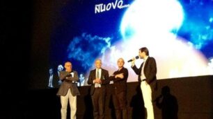 Sovico, la serata dedicata al film su Lina Wertmuller con - da destra - Valerio Ruiz, Leonardo Recalcati, Enrico Redaelli e Corrado Villa